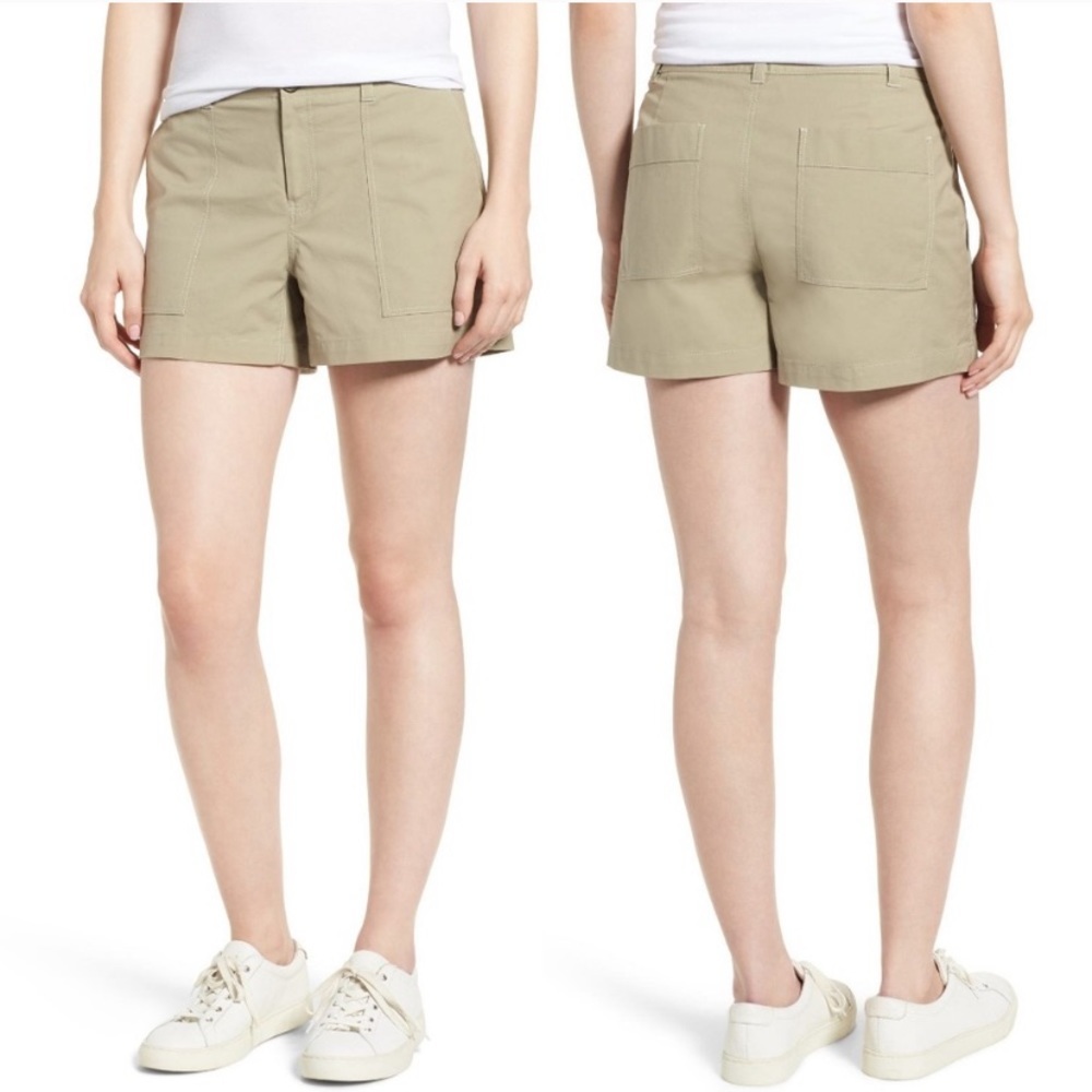 NORDSTROM SIGNATURE Olive Patch Pocket Short 12